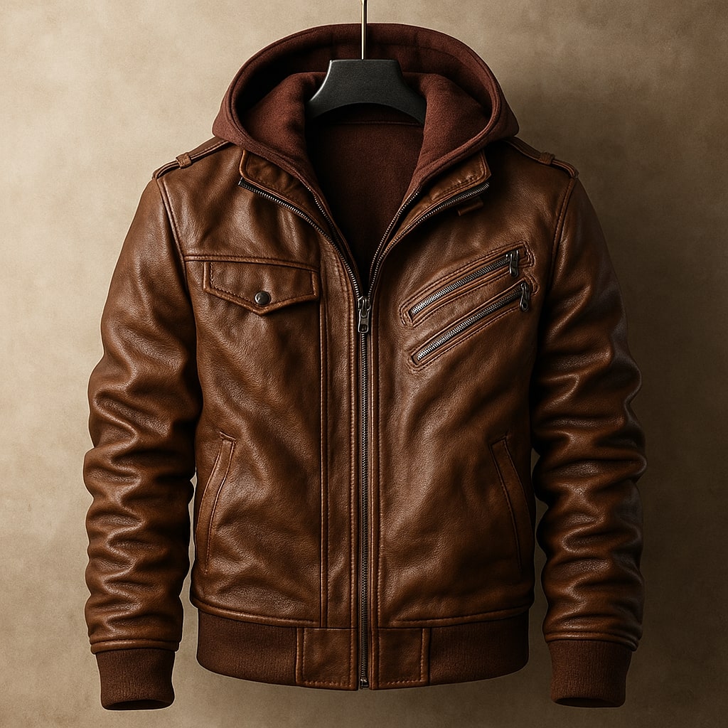 Leonardo Leather Hooded Jacket