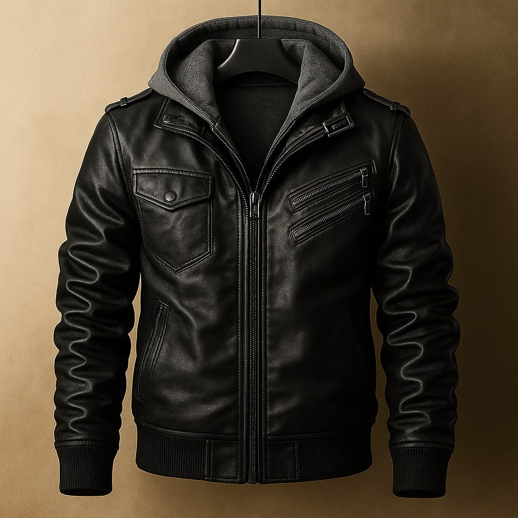 Leonardo Leather Hooded Jacket