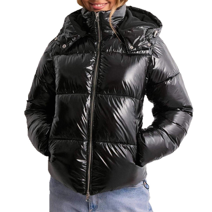Women's Padded Jacket with Adjustable Hood and Zipped Pockets