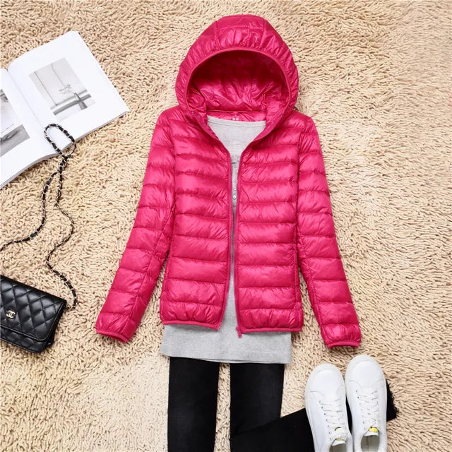 Polina - The new ultra-light, packable down coats with hood