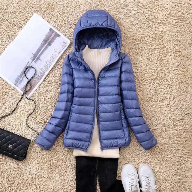 Polina - The new ultra-light, packable down coats with hood