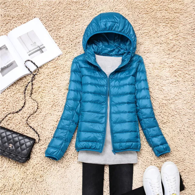 Polina - The new ultra-light, packable down coats with hood