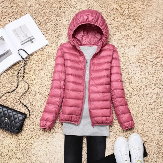 Polina - The new ultra-light, packable down coats with hood