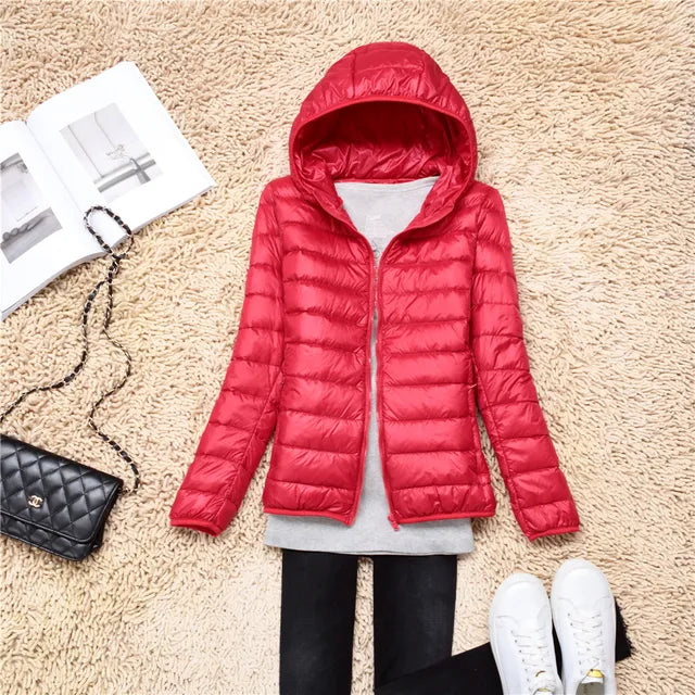 Polina - The new ultra-light, packable down coats with hood